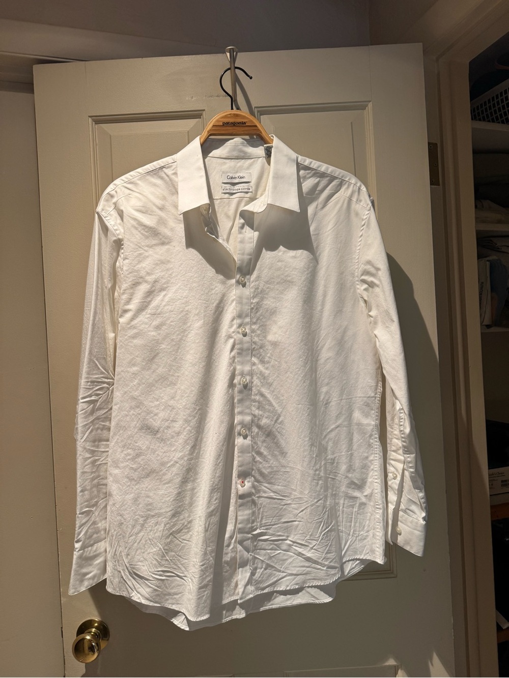 Calvin Klein Men’s White Long-Sleeve Dress Shirt-medium